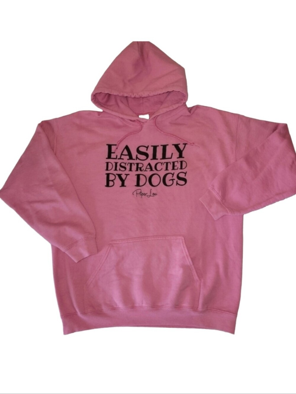 "Easily Distracted By Dogs" Pink Graphic Hoodie by Piper Lou Size Unisex Large